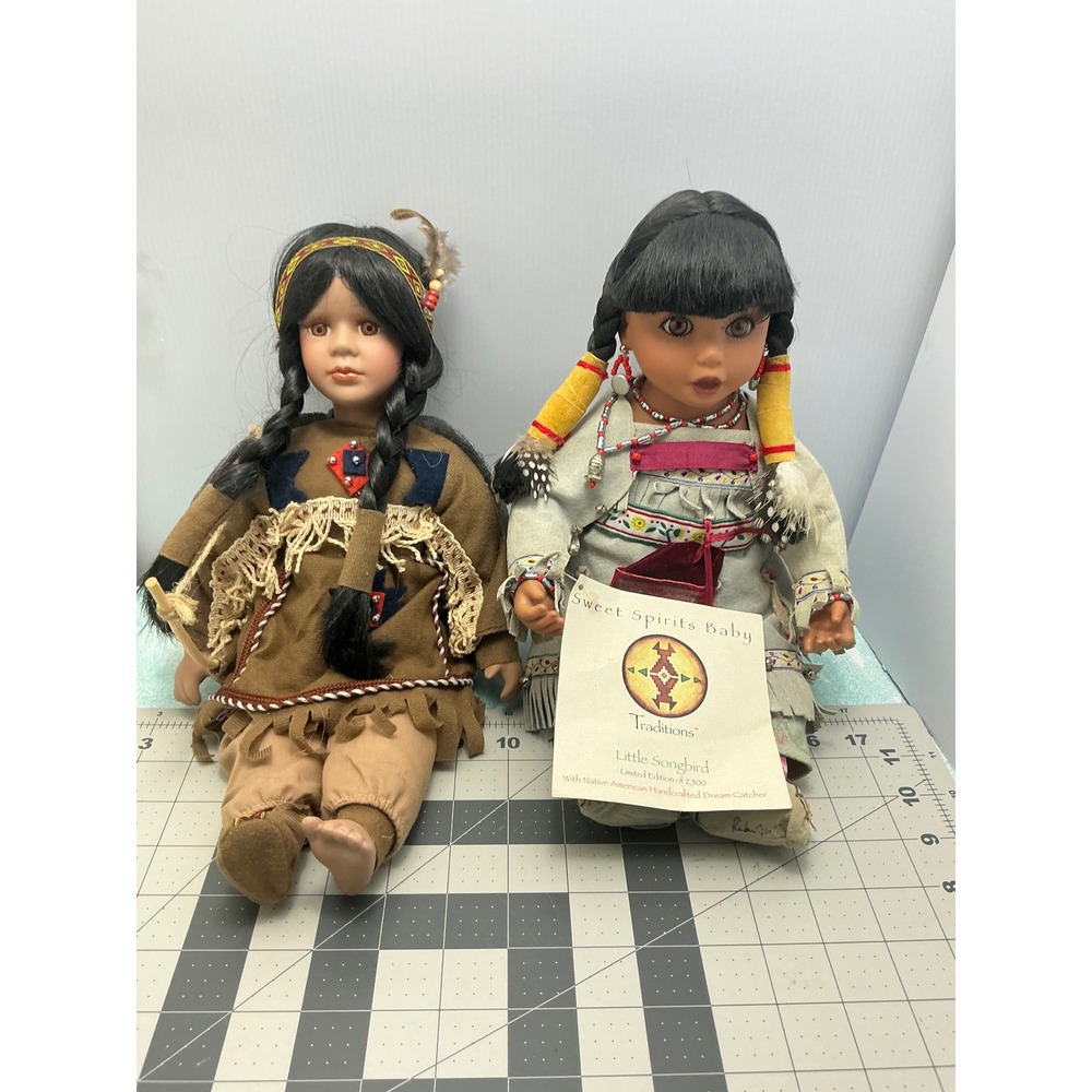 Traditions Sweet Spirits Baby Little Songbird Native American Style Dolls Set 2